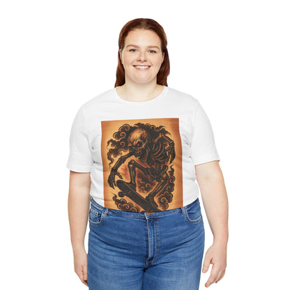 Gashadokuro Skeleton Skateboard Jump Tattoo-Style Shirt - Horror Yokai Streetwear for Adults, Skater Dad Gift, Japanese Folklore Tee