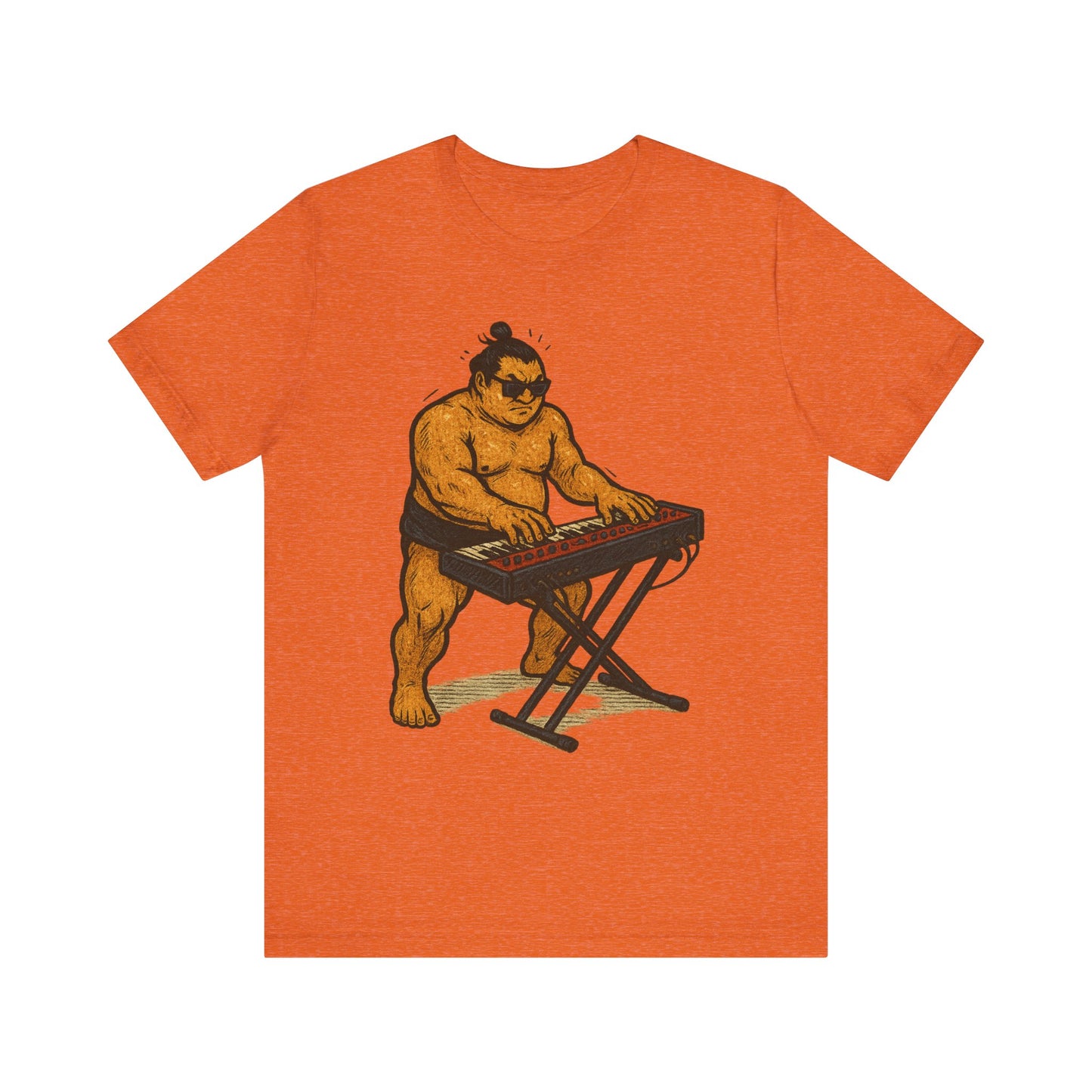 Sumo Piano Rock T Shirt Japanese Sumo Wrestler Playing Stage Keyboard Vintage Comic Art Graphic Tee Japan Gift For Dad Musicians