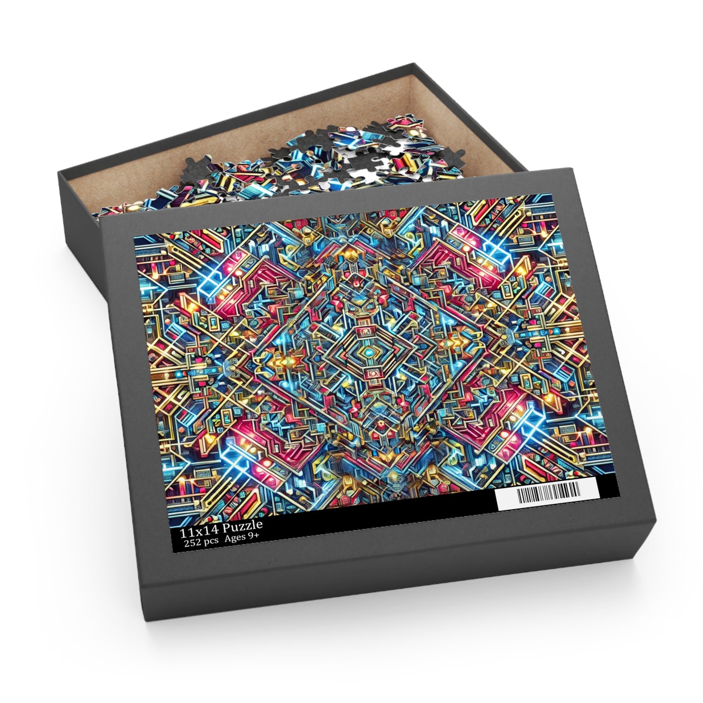 Futuristic Neon Circuit Puzzle-Ultra-Detailed Geometric Jigsaw for Adults | Sci-Fi Abstract Challenge (1000+ Pieces)