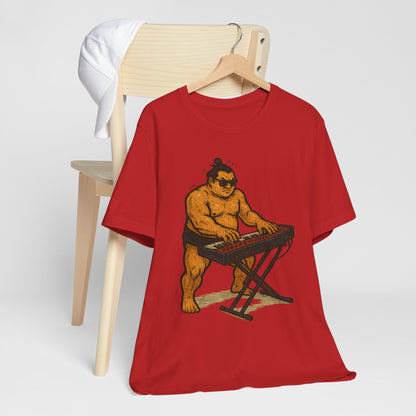 Sumo Piano Rock T Shirt Japanese Sumo Wrestler Playing Stage Keyboard Vintage Comic Art Graphic Tee Japan Gift For Dad Musicians