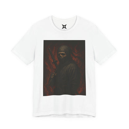 Dark Ninja Skull T-Shirt - Japanese Horror Art, Ninja Skeleton Graphic Tee, High-Detail Gothic Warrior Shirt, Unisex Streetwear