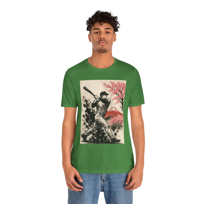 Pro Baseball Batter Sumi Ink Art Shirt Fuji Sakura Retro Japanese Print Power Swing Tee Japan Inspired Sports Art Gift for Dad