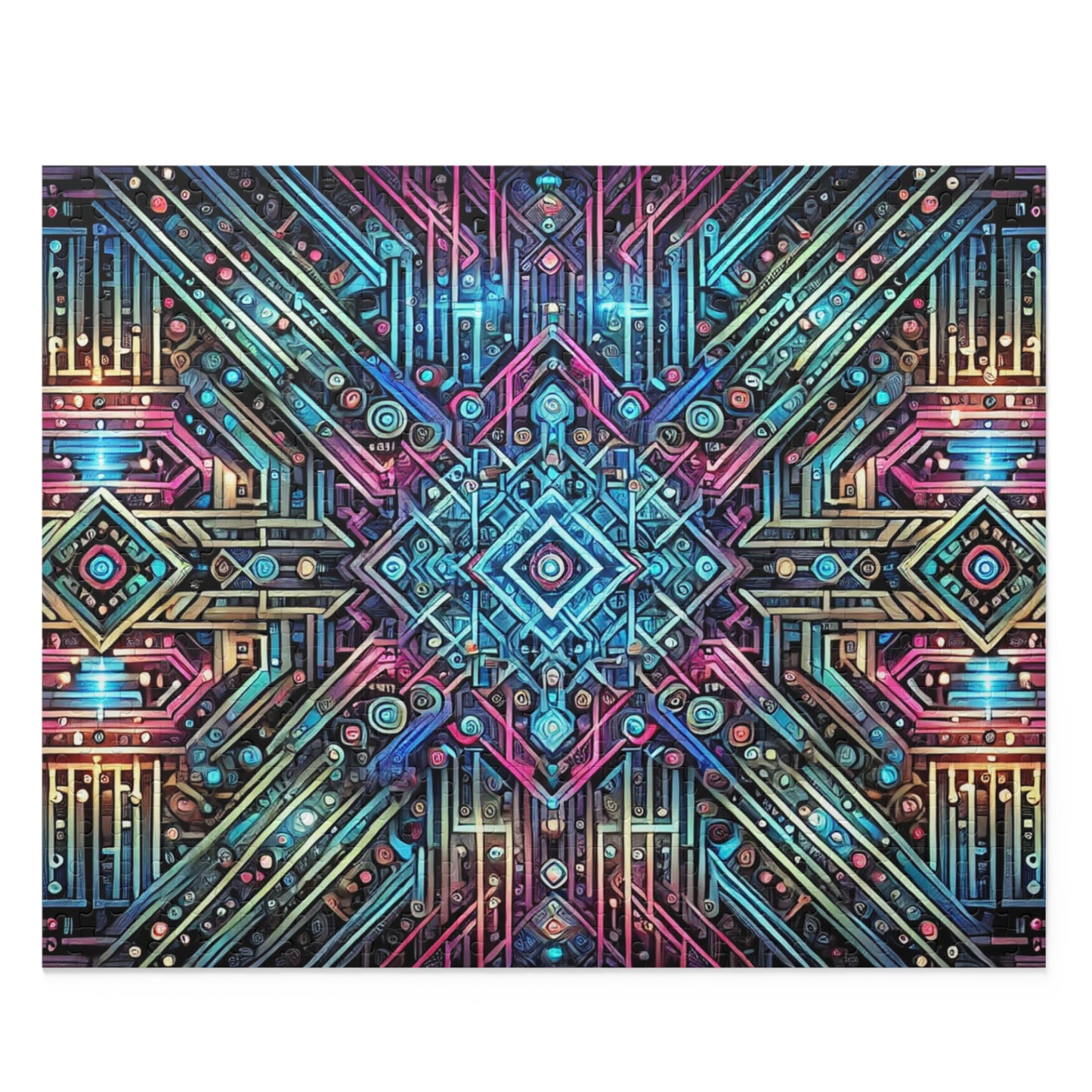 Futuristic Neon Circuit Puzzle-Ultra-Detailed Geometric Jigsaw for Adults | Sci-Fi Abstract Challenge (1000+ Pieces)