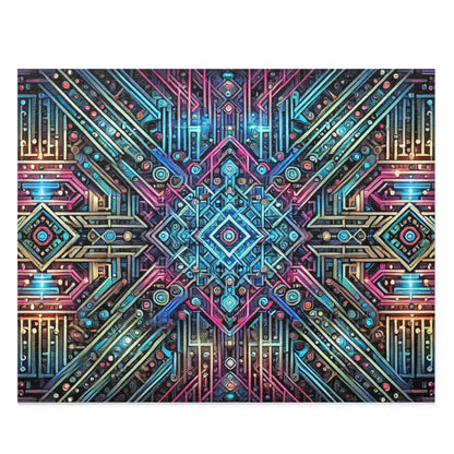 Futuristic Neon Circuit Puzzle-Ultra-Detailed Geometric Jigsaw for Adults | Sci-Fi Abstract Challenge (1000+ Pieces)