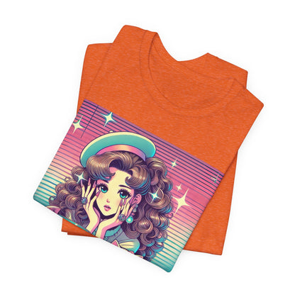 Retro Girl and Cat Graphic Tee Vaporwave Pastel Aesthetic Cocktail Lounge 80s Inspired Shoujo Style T Shirt Gift for Daughter or Dad