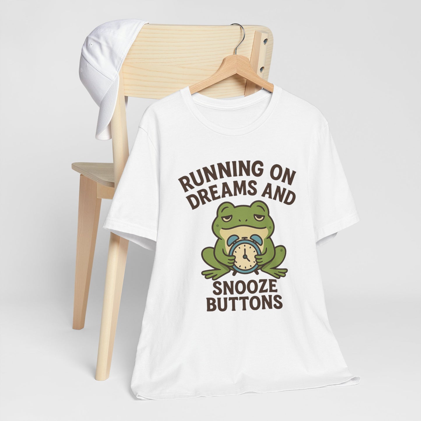 Running on Dreams and Snooze Buttons Shirt Sleepy Frog Tee Funny Night Owl Top Great Dad Gift Cozy Loungewear Aesthetic