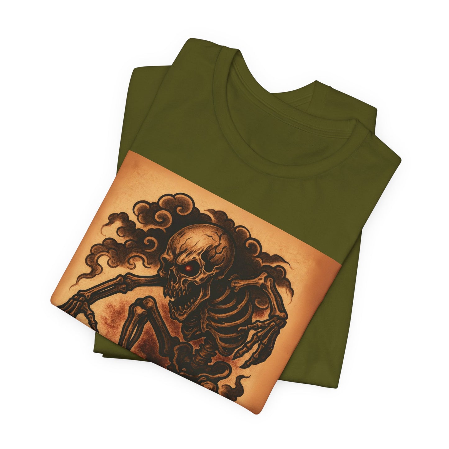 Gashadokuro Skeleton Skateboard Jump Tattoo-Style Shirt - Horror Yokai Streetwear for Adults, Skater Dad Gift, Japanese Folklore Tee