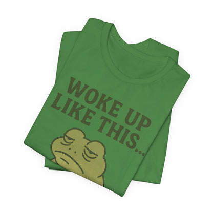 Woke Up Like This Still Tired Frog Shirt Funny Sleepy Tee Night Owl Top Coffee First Gift for Dad Cozy Loungewear Aesthetic