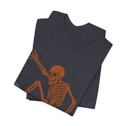 Skater Skeleton Graphic Tee for Adults - Vintage-Style Skeleton Skateboarding Shirt - Edgy Streetwear T-Shirt for Skaters and Art Lovers