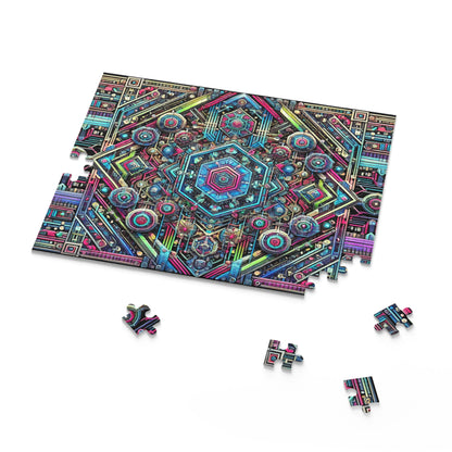 Futuristic Neon Circuit Puzzle-Ultra-Detailed Geometric Jigsaw for Adults | Sci-Fi Abstract Challenge (1000+ Pieces)