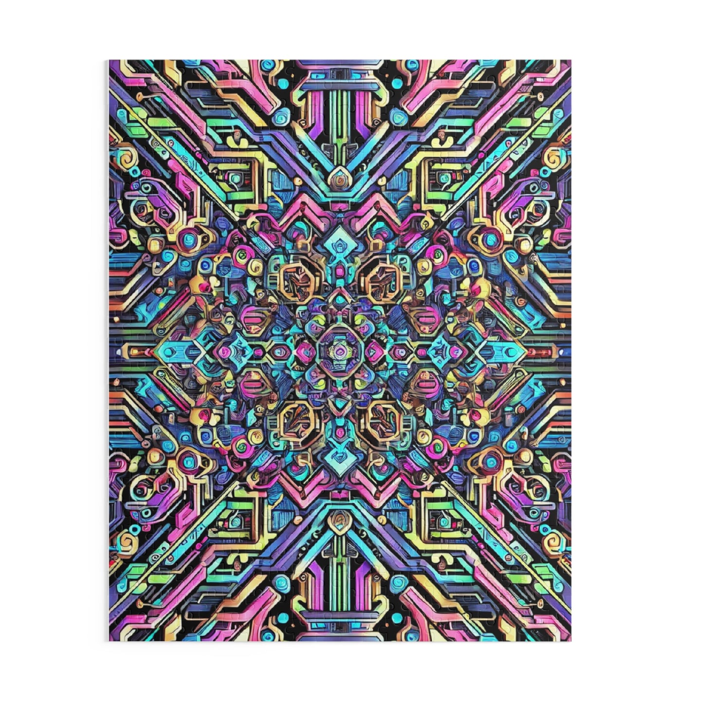 Futuristic Neon Circuit Puzzle-Ultra-Detailed Geometric Jigsaw for Adults | Sci-Fi Abstract Challenge (1000+ Pieces)