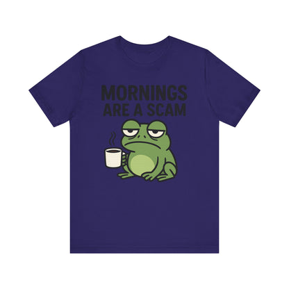 Mornings Are a Scam Frog Shirt Funny Sleepy Tee Night Owl Top Coffee First Gift for Dad Cute Graphic Loungewear Aesthetic