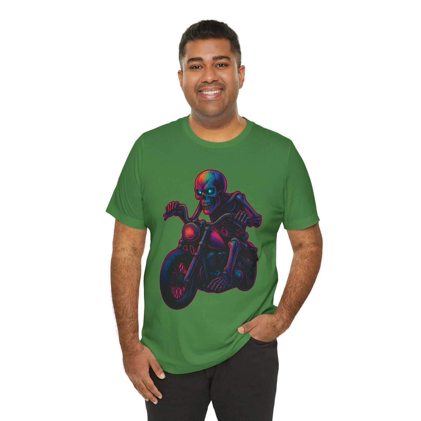 Neon Gashadokuro Harley Rider Tattoo Style Shirt Horror Yokai Streetwear for Adults Biker Dad Gift Japanese Art Tee