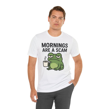 Mornings Are a Scam Frog Shirt Funny Sleepy Tee Night Owl Top Coffee First Gift for Dad Cute Graphic Loungewear Aesthetic