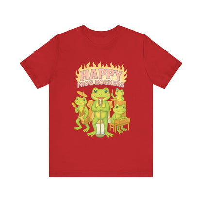 Happy Frog Rockers Album Cover Tee Cute Frog Band Shirt Vocal Guitar Piano Drums Pastel Art Gift for Music Lovers