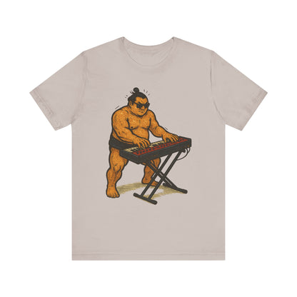 Sumo Piano Rock T Shirt Japanese Sumo Wrestler Playing Stage Keyboard Vintage Comic Art Graphic Tee Japan Gift For Dad Musicians
