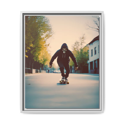 Skull Hoodie Skater Canvas Print Urban Street Art Skateboard Wall Decor Dawn Ride Gift for Dad Teen Room Gothic Vibe