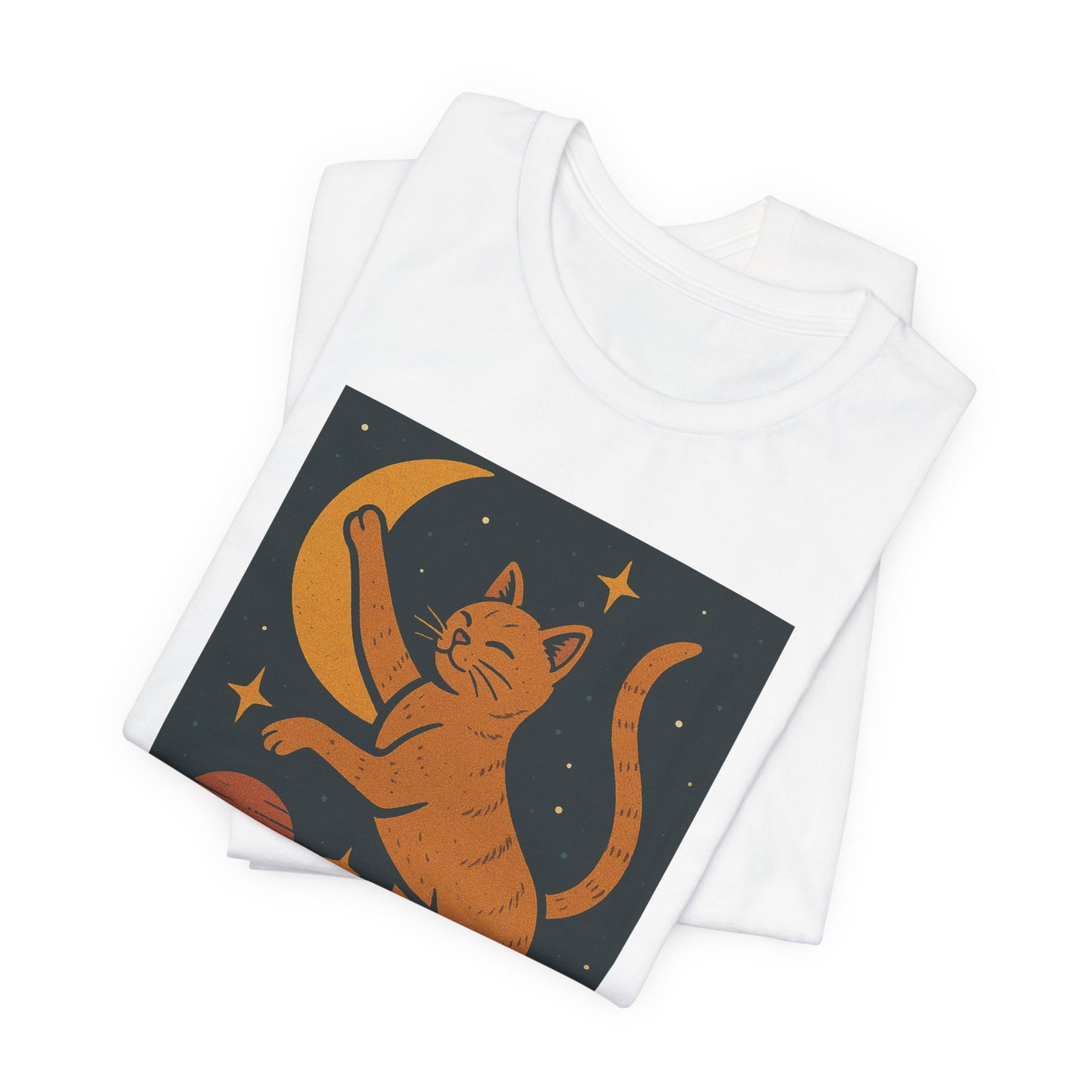Dream Cat Shirt Retro Space Kitty Tee Moon and Stars Poster Style Japan Inspired Vintage Graphic Gift for Cat Lovers and Dad