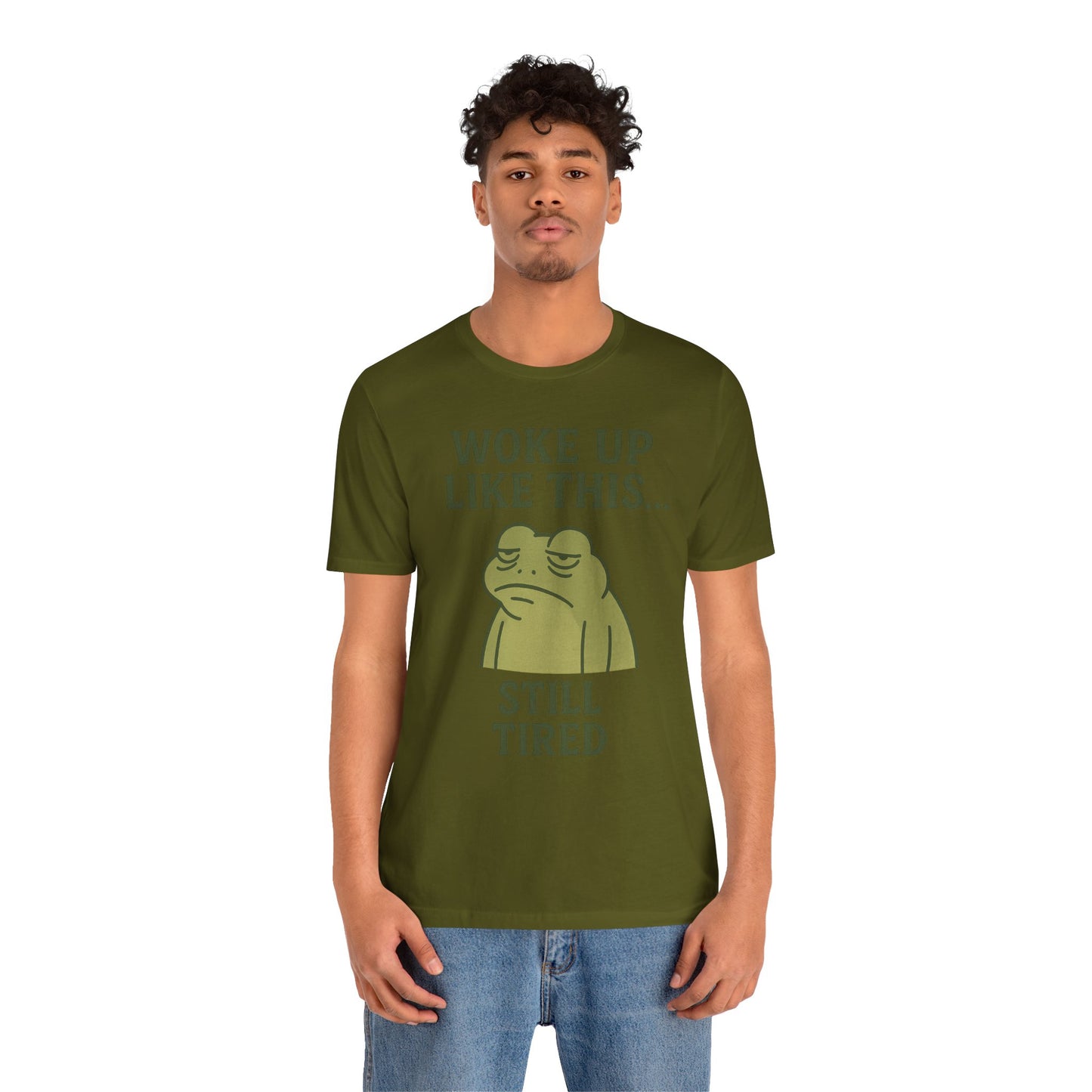 Woke Up Like This Still Tired Frog Shirt Funny Sleepy Tee Night Owl Top Coffee First Gift for Dad Cozy Loungewear Aesthetic