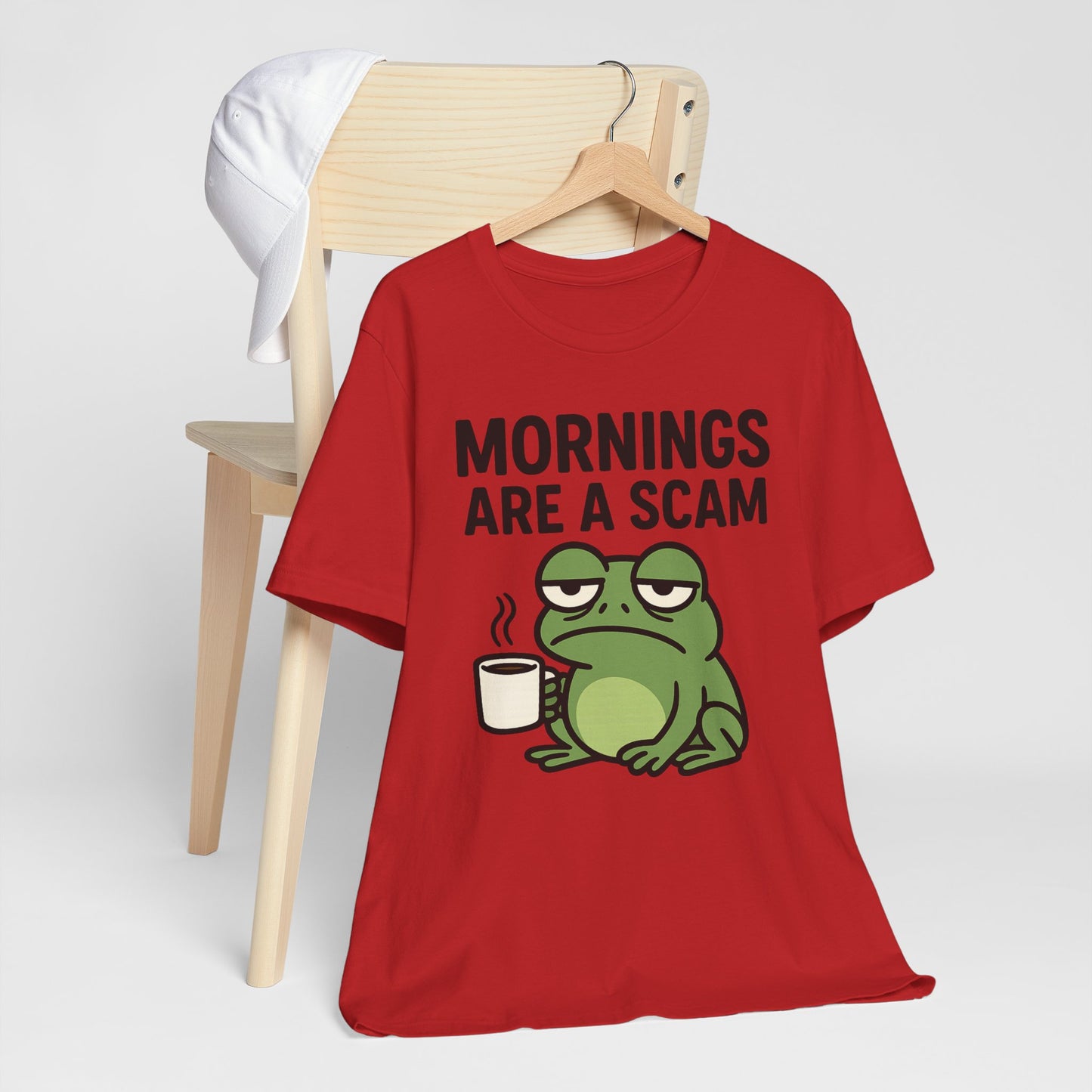 Mornings Are a Scam Frog Shirt Funny Sleepy Tee Night Owl Top Coffee First Gift for Dad Cute Graphic Loungewear Aesthetic
