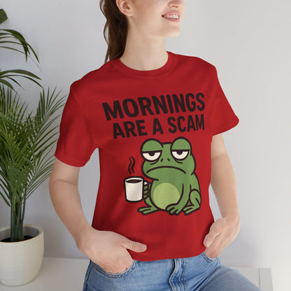 Mornings Are a Scam Frog Shirt Funny Sleepy Tee Night Owl Top Coffee First Gift for Dad Cute Graphic Loungewear Aesthetic