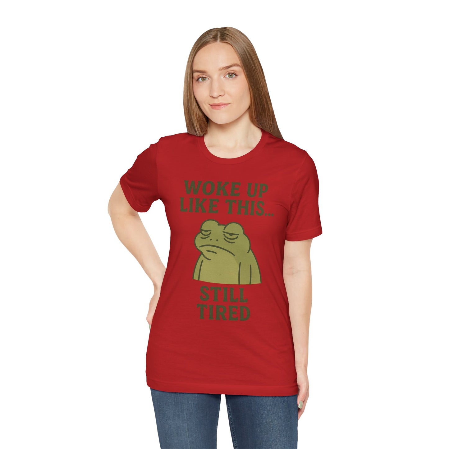 Woke Up Like This Still Tired Frog Shirt Funny Sleepy Tee Night Owl Top Coffee First Gift for Dad Cozy Loungewear Aesthetic