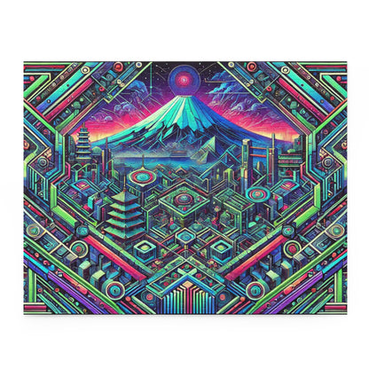 Neon x Geometric x Mt. Fuji! A super tricky puzzle with a cool sci-fi vibe-perfect brain workout for adults! 1000+ pieces of fun!