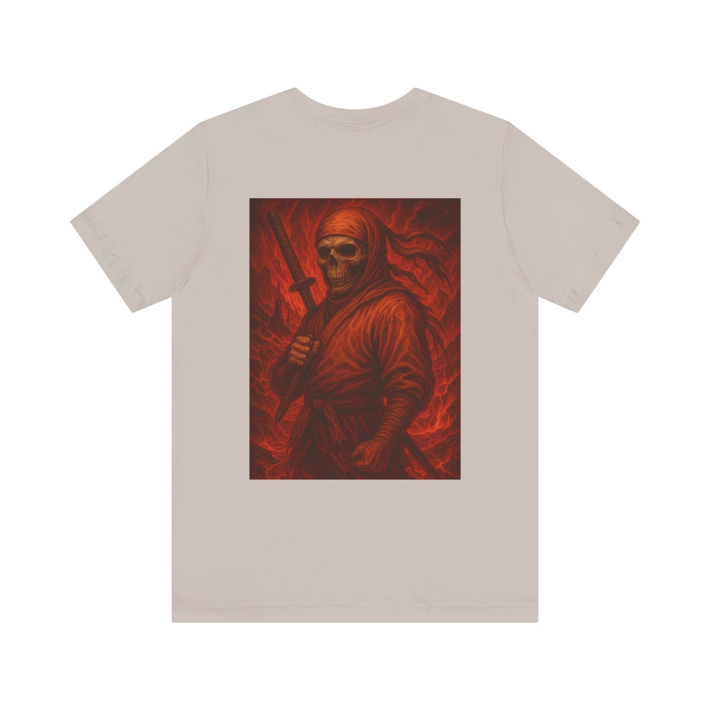 Dark Ninja Skull T-Shirt - Japanese Horror Art, Ninja Skeleton Graphic Tee, High-Detail Gothic Warrior Shirt, Unisex Streetwear