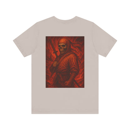 Dark Ninja Skull T-Shirt - Japanese Horror Art, Ninja Skeleton Graphic Tee, High-Detail Gothic Warrior Shirt, Unisex Streetwear