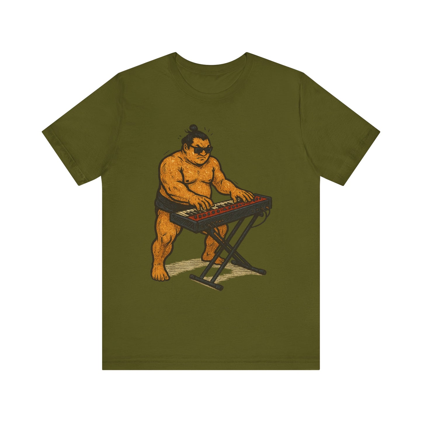 Sumo Piano Rock T Shirt Japanese Sumo Wrestler Playing Stage Keyboard Vintage Comic Art Graphic Tee Japan Gift For Dad Musicians