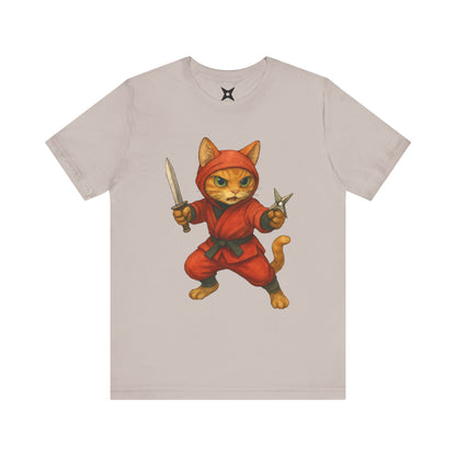 Ninja Cat T-Shirt - Cute Ninja Cat Front Print and Bold Japanese Kanji "NEKONIN" Back Print - Cool Unisex Japanese Streetwear Tee