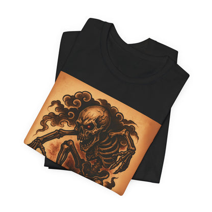 Gashadokuro Skeleton Skateboard Jump Tattoo-Style Shirt - Horror Yokai Streetwear for Adults, Skater Dad Gift, Japanese Folklore Tee