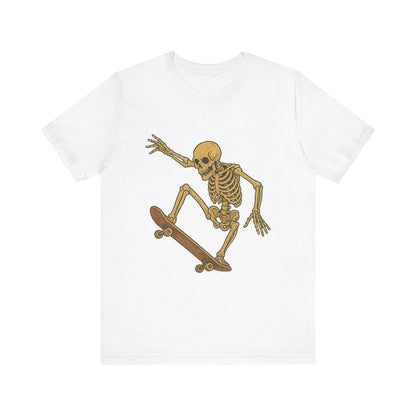 Skater Skeleton Graphic Tee for Adults - Vintage-Style Skeleton Skateboarding Shirt - Edgy Streetwear T-Shirt for Skaters and Art Lovers