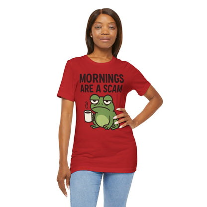 Mornings Are a Scam Frog Shirt Funny Sleepy Tee Night Owl Top Coffee First Gift for Dad Cute Graphic Loungewear Aesthetic