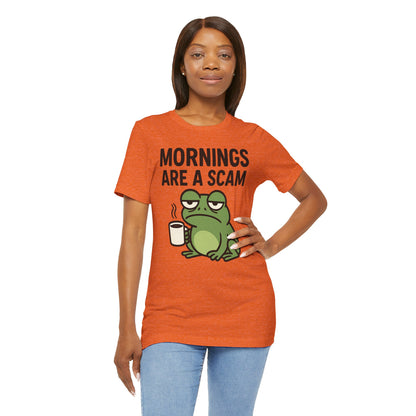 Mornings Are a Scam Frog Shirt Funny Sleepy Tee Night Owl Top Coffee First Gift for Dad Cute Graphic Loungewear Aesthetic