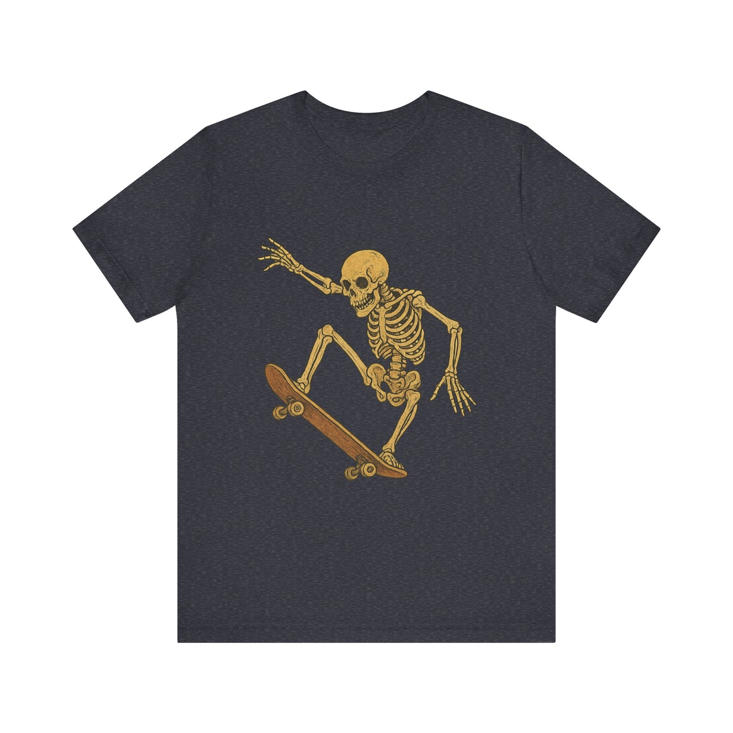 Skater Skeleton Graphic Tee for Adults - Vintage-Style Skeleton Skateboarding Shirt - Edgy Streetwear T-Shirt for Skaters and Art Lovers