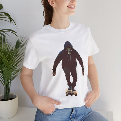 Skull Hoodie Skater T Shirt Urban Streetwear Skateboard Graphic Tee Gothic Horror Skate Style Gift for Dad Teen Boys Halloween Vibe