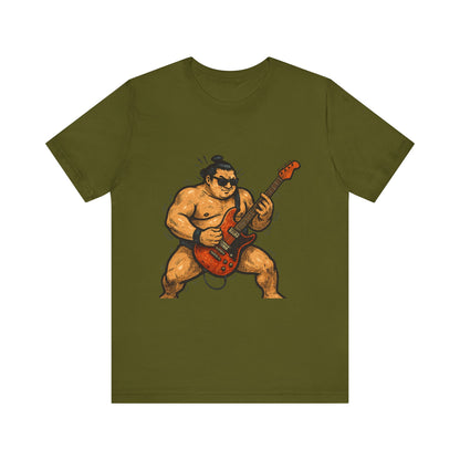 Sumo Guitar Rock T Shirt Japanese Sumo Wrestler Electric Guitar Vintage Comic Style Graphic Tee Japan Gift For Dad Music Fans