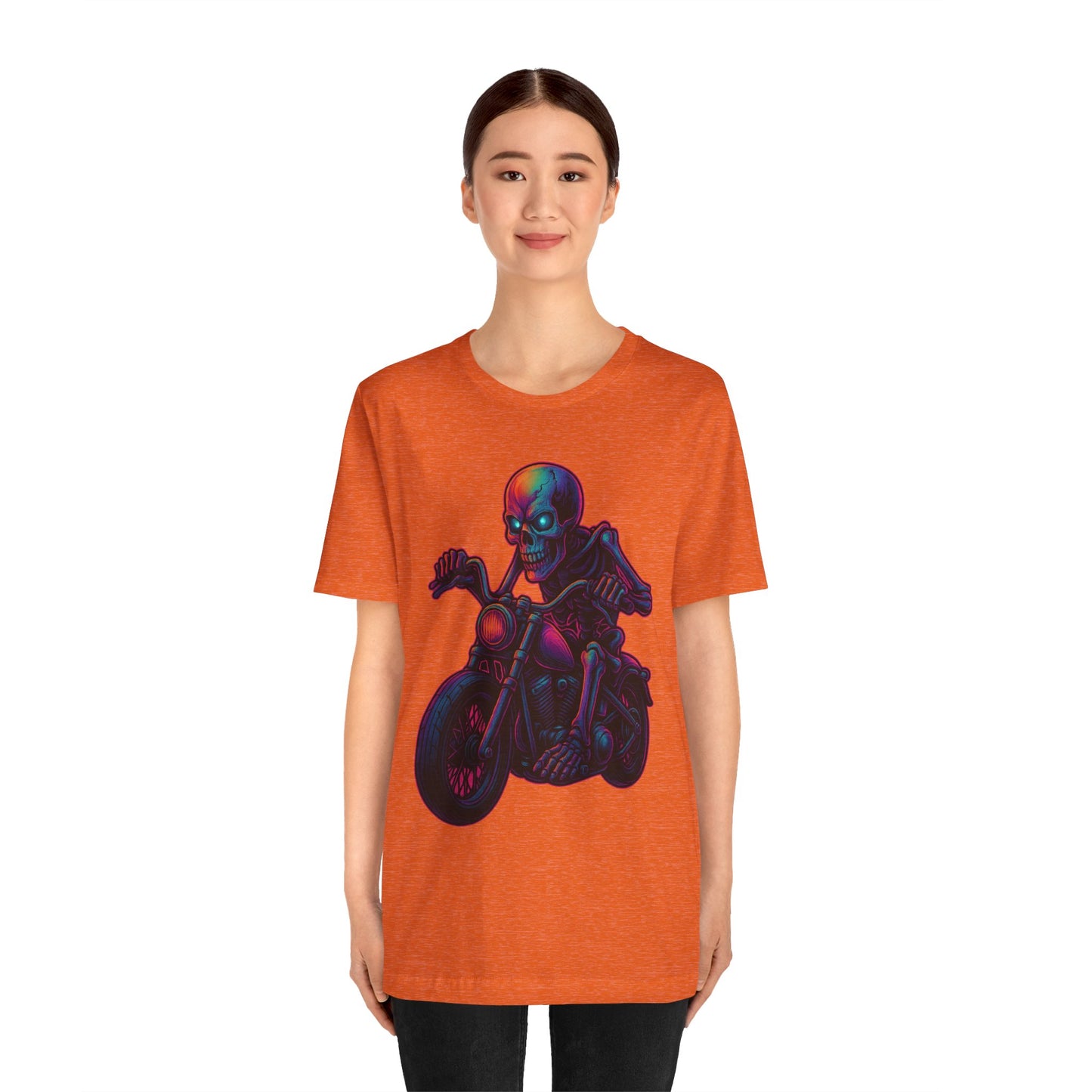 Neon Gashadokuro Harley Rider Tattoo Style Shirt Horror Yokai Streetwear for Adults Biker Dad Gift Japanese Art Tee