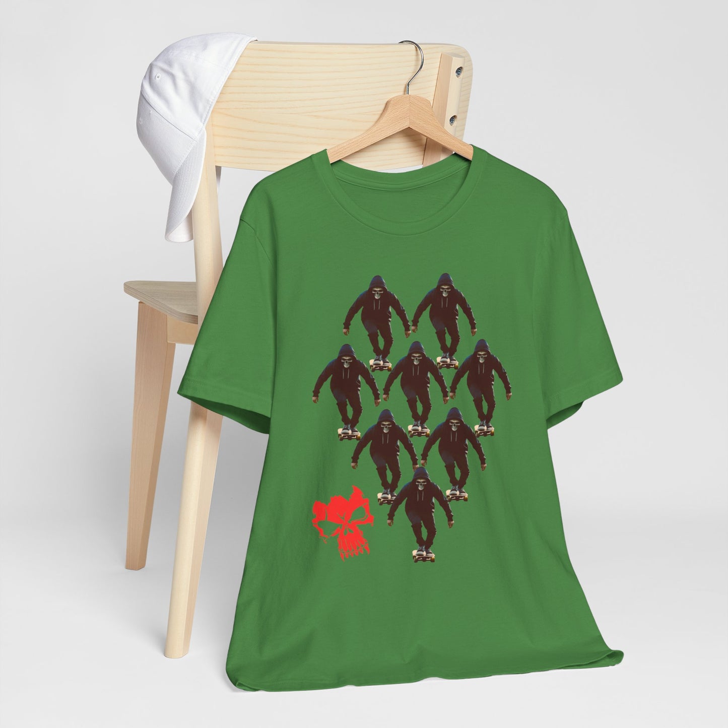 Skull Hoodie Skater T Shirt Urban Streetwear Skateboard Graphic Tee Gothic Horror Skate Style Gift for Dad Teen Boys Halloween Vibe