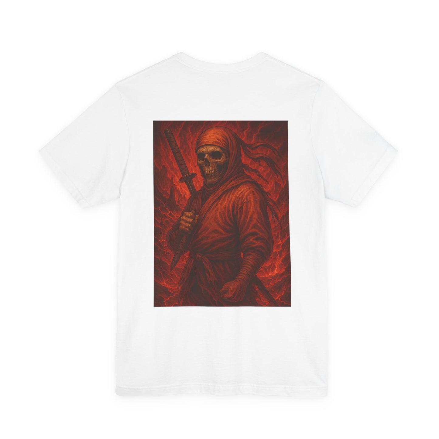 Dark Ninja Skull T-Shirt - Japanese Horror Art, Ninja Skeleton Graphic Tee, High-Detail Gothic Warrior Shirt, Unisex Streetwear