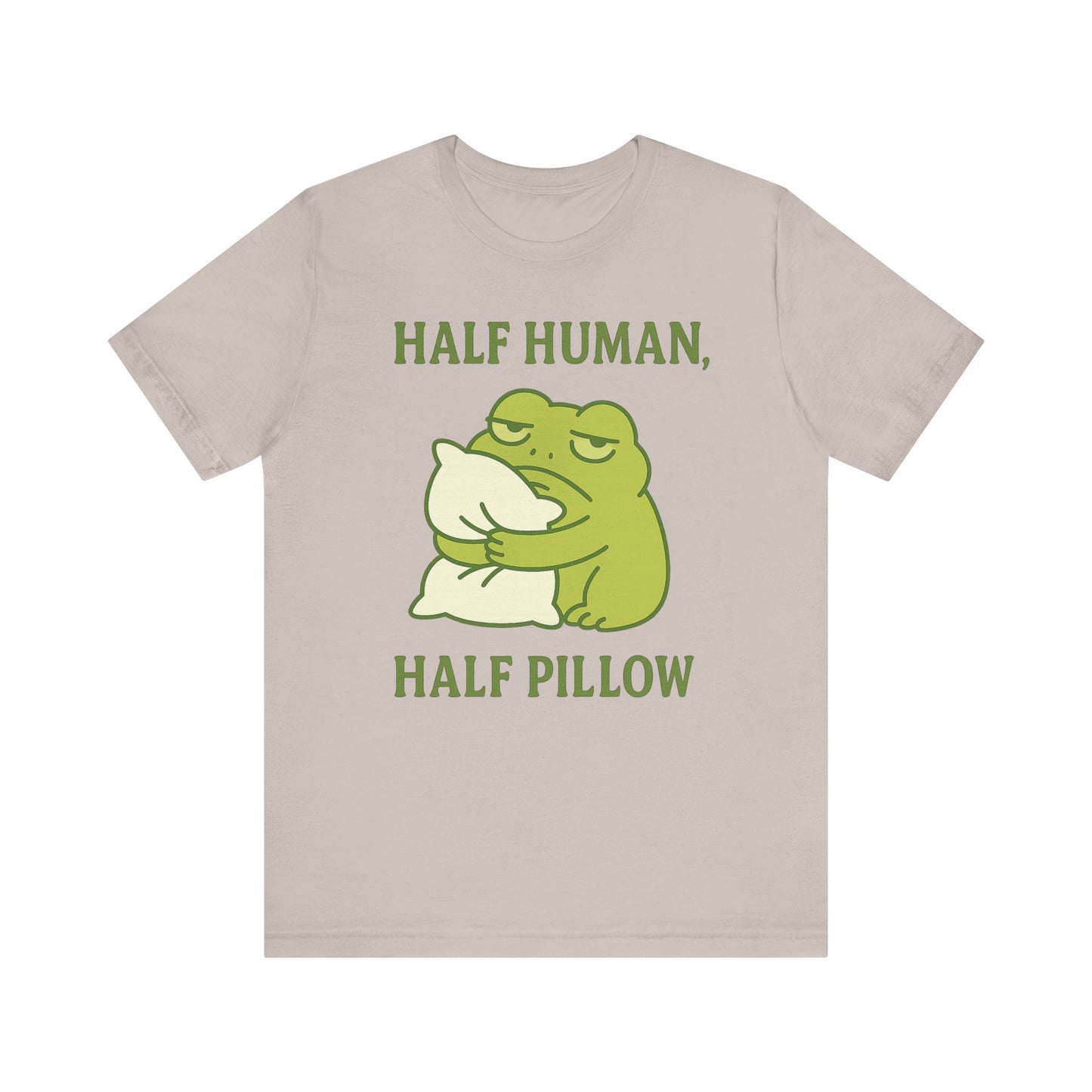 Half Human Half Pillow Funny Sleepy Frog Shirt for Coffee Lovers Dad Gift Not a Morning Person Tee Cozy Kawaii Aesthetic Graphic Top