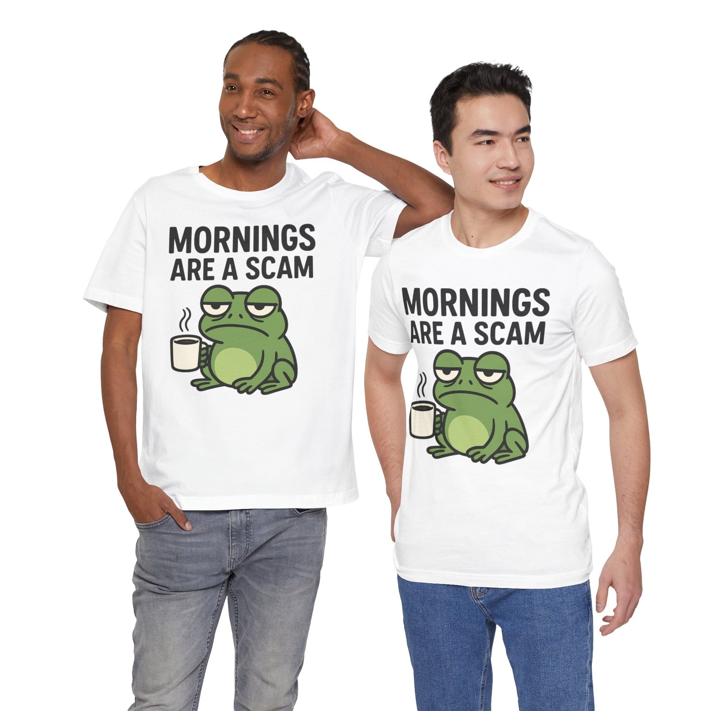 Mornings Are a Scam Frog Shirt Funny Sleepy Tee Night Owl Top Coffee First Gift for Dad Cute Graphic Loungewear Aesthetic