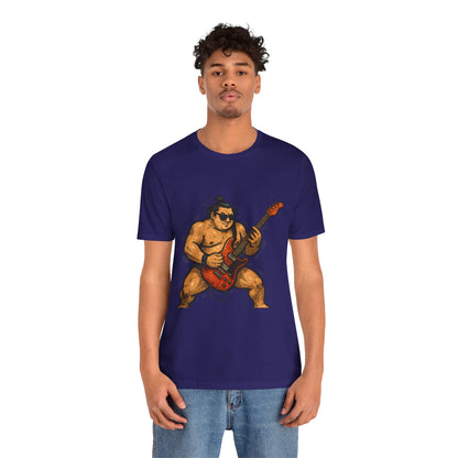 Sumo Guitar Rock T Shirt Japanese Sumo Wrestler Electric Guitar Vintage Comic Style Graphic Tee Japan Gift For Dad Music Fans