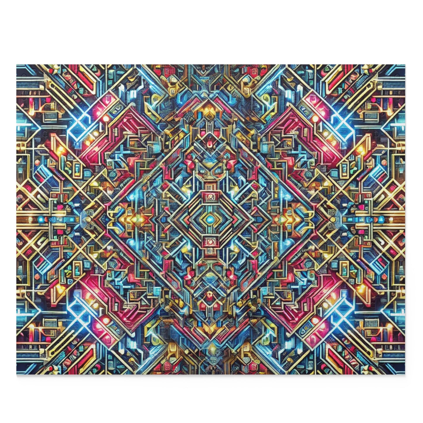 Futuristic Neon Circuit Puzzle-Ultra-Detailed Geometric Jigsaw for Adults | Sci-Fi Abstract Challenge (1000+ Pieces)