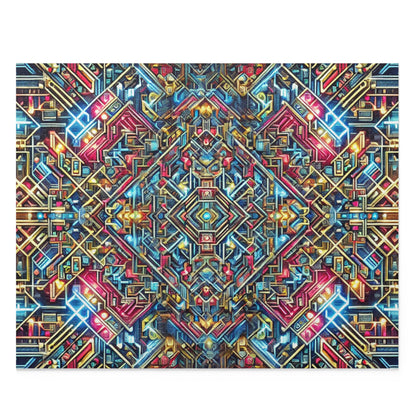 Futuristic Neon Circuit Puzzle-Ultra-Detailed Geometric Jigsaw for Adults | Sci-Fi Abstract Challenge (1000+ Pieces)