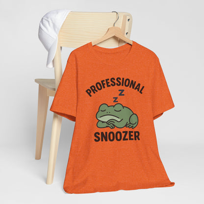 Professional Snoozer Frog Shirt Funny Sleepy Tee Night Owl Top Coffee First Gift for Dad Cute Graphic Cozy Loungewear