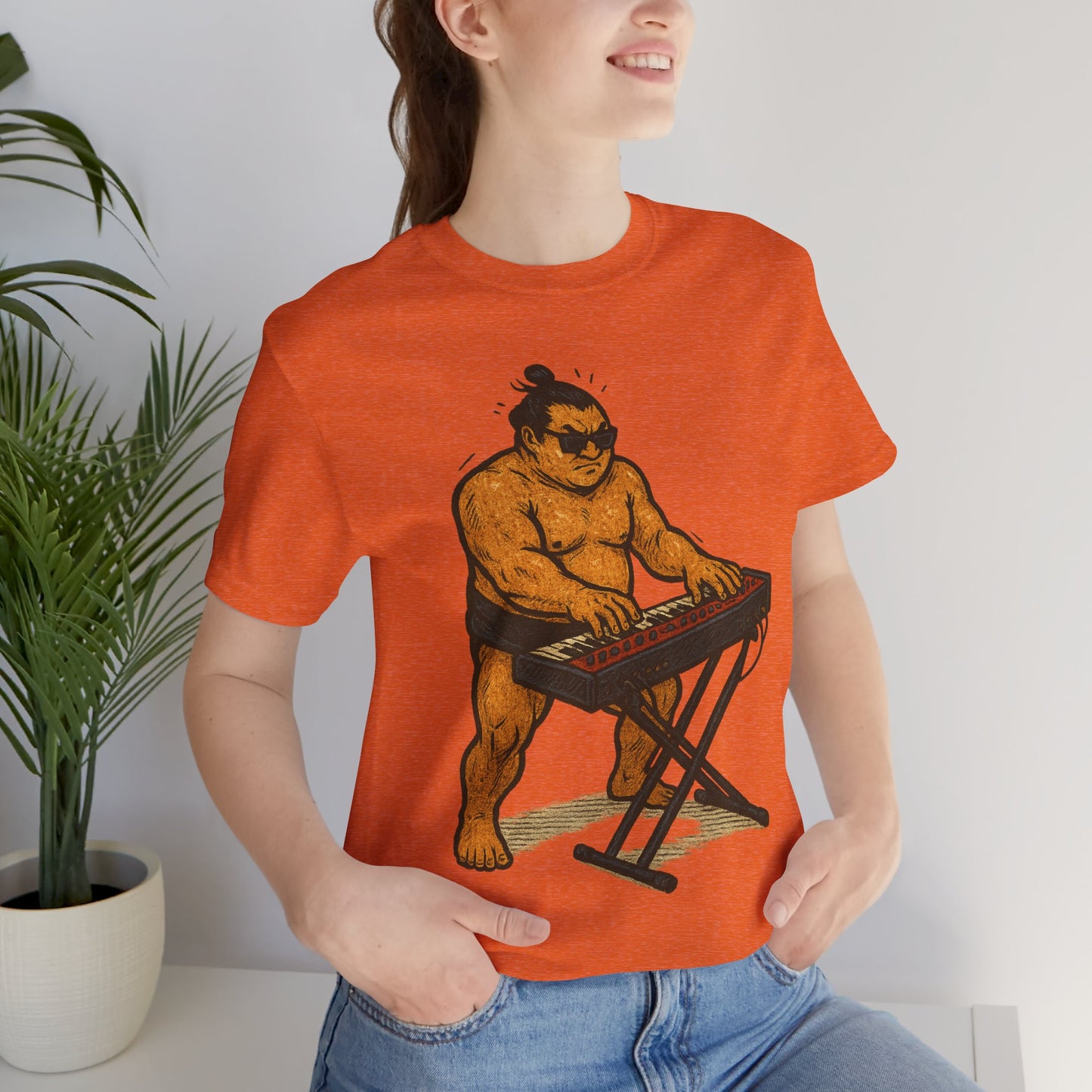 Sumo Piano Rock T Shirt Japanese Sumo Wrestler Playing Stage Keyboard Vintage Comic Art Graphic Tee Japan Gift For Dad Musicians