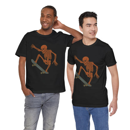Skater Skeleton Graphic Tee for Adults - Vintage-Style Skeleton Skateboarding Shirt - Edgy Streetwear T-Shirt for Skaters and Art Lovers