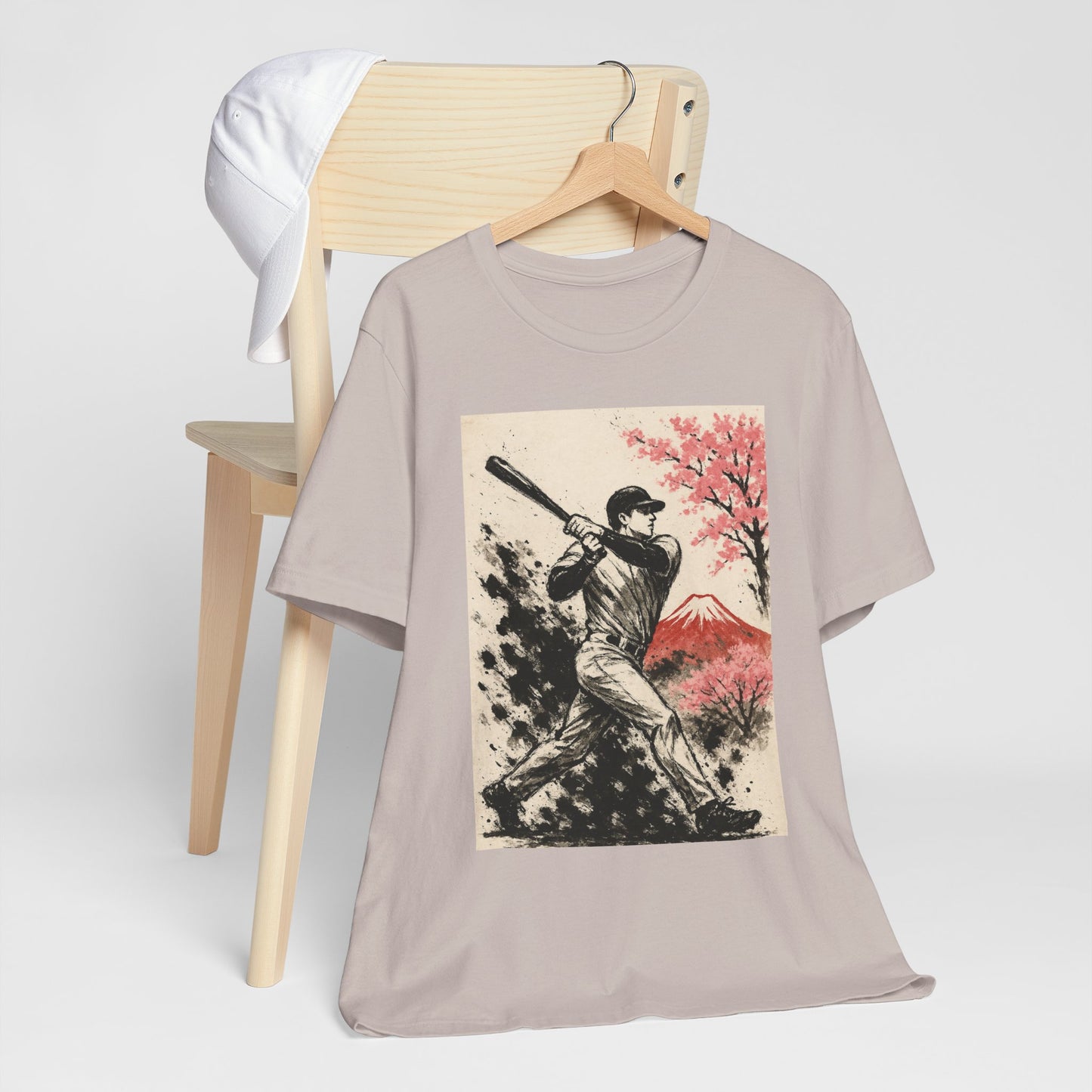 Pro Baseball Batter Sumi Ink Art Shirt Fuji Sakura Retro Japanese Print Power Swing Tee Japan Inspired Sports Art Gift for Dad